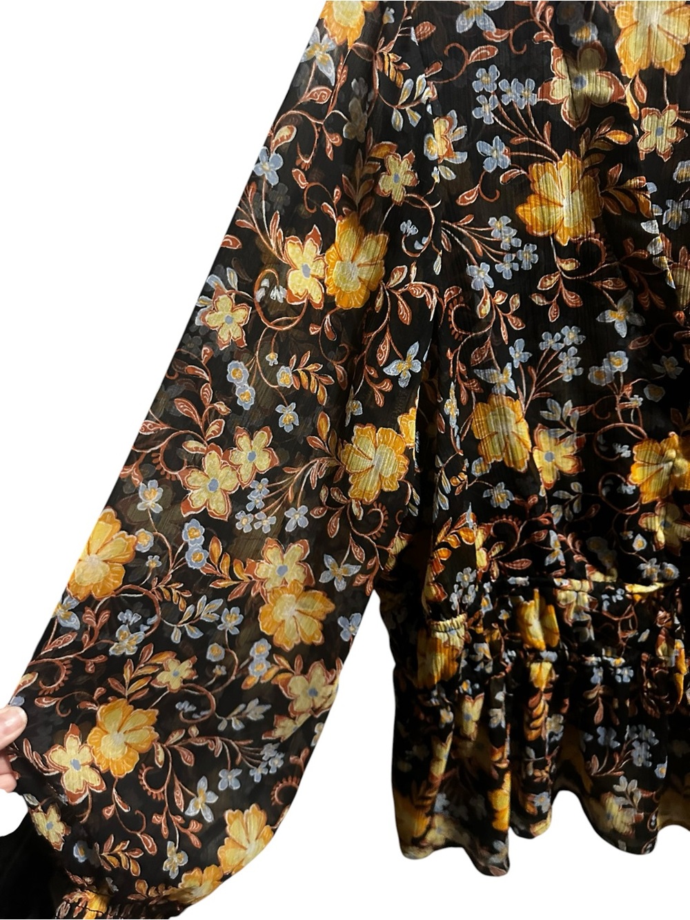 Old Navy Women’s Black Floral Deep V-Neck Peplum Blouse size 2X - Picture 4 of 7